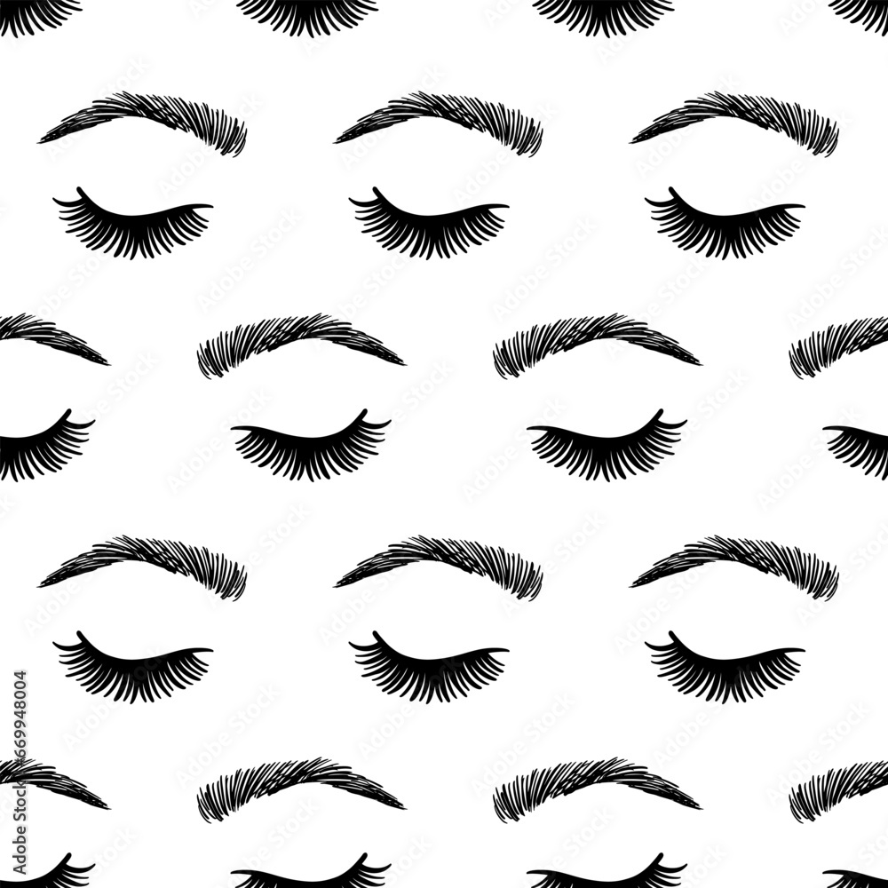 Eyes Seamless Pattern Beauty Eyelashes Background Eyes Seamless Pattern Beauty Eyelashes Background