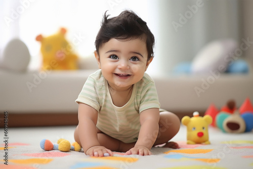 cute indian little baby having fun photo