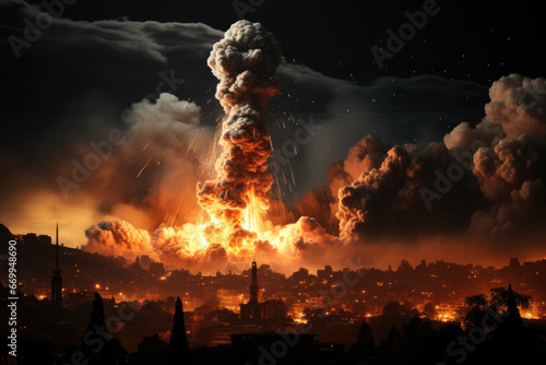 Image capturing the moment of explosion at night photo