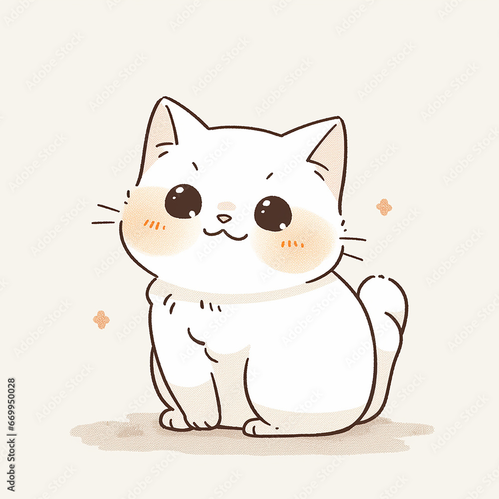 Clip art Anime/Cartoon style White Cute cat. Clip art Anime/Cartoon style White Cute cat.
