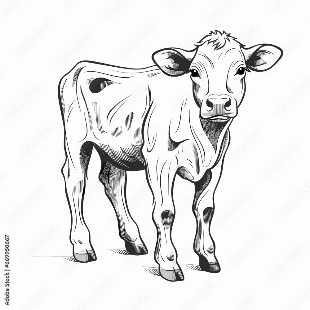 Foto Heifer hand-drawn illustration