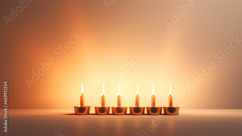 Set of burning candles on a blurred background. © puhimec