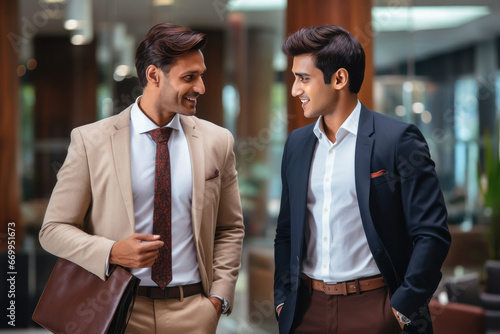 two happy indian young businessmen