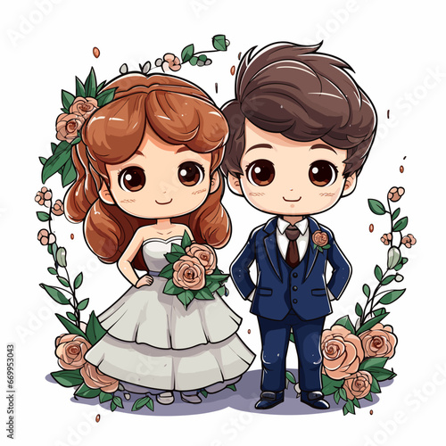 Wedding hand-drawn comic illustration. Wedding. Vector doodle style cartoon illustration