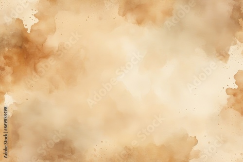 light brown abstract watercolor pattern paper beige color art background for design dirty grungy photo