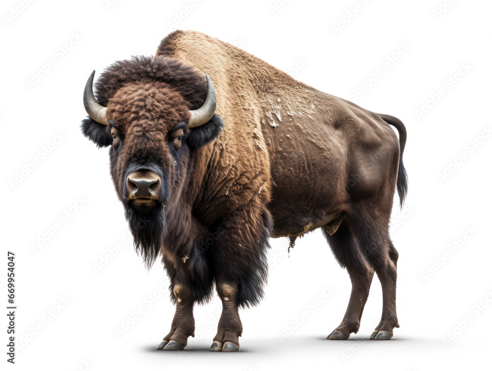 Bison Studio Shot Isolated on Clear White Background, Generative AI Bison Studio Shot Isolated on Clear White Background, Generative AI