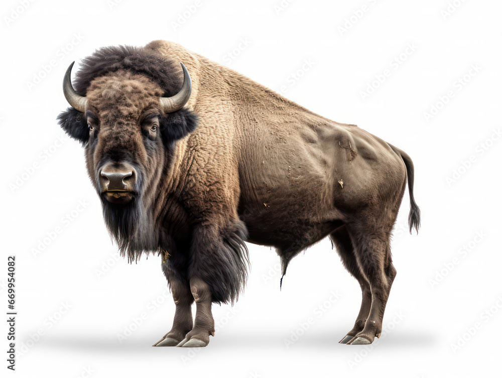 Bison Studio Shot Isolated on Clear White Background, Generative AI Bison Studio Shot Isolated on Clear White Background, Generative AI