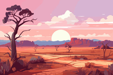 Papier peint photo Pourpre Australia flat art landscape illustration  © Cubydesign