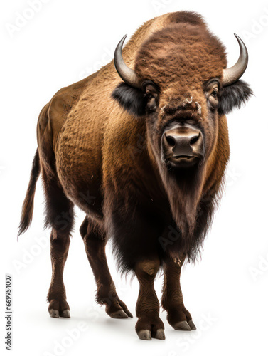 Bison Studio Shot Isolated on Clear White Background, Generative AI