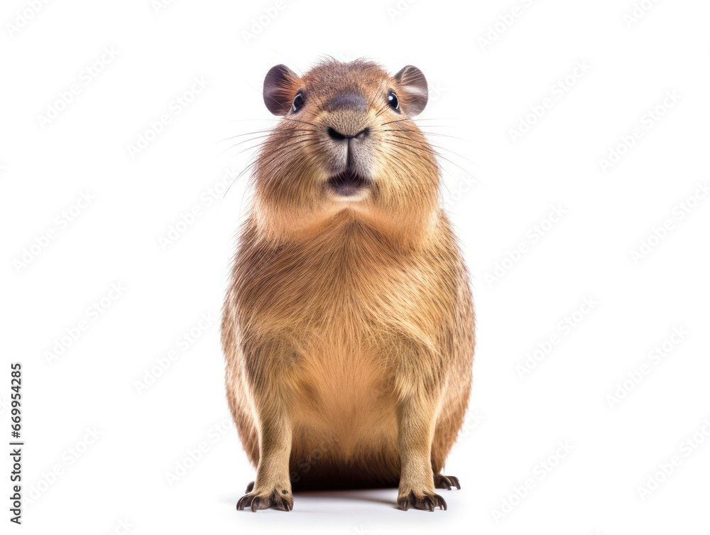 Capybara Studio Shot Isolated on Clear White Background, Generative AI Capybara Studio Shot Isolated on Clear White Background, Generative AI