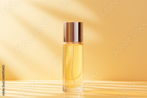 oil cosmetics bottle on empty background, product placement mock up