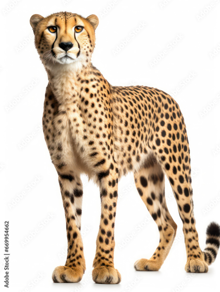 Cheetah Studio Shot Isolated on Clear White Background, Generative AI Cheetah Studio Shot Isolated on Clear White Background, Generative AI
