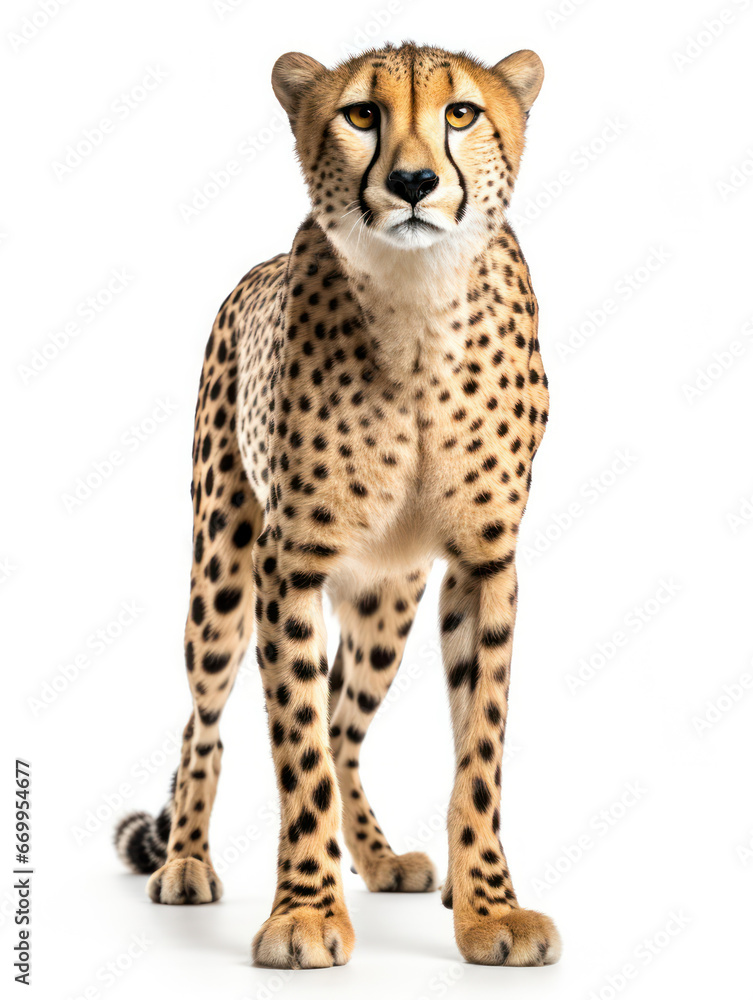 Cheetah Studio Shot Isolated on Clear White Background, Generative AI Cheetah Studio Shot Isolated on Clear White Background, Generative AI