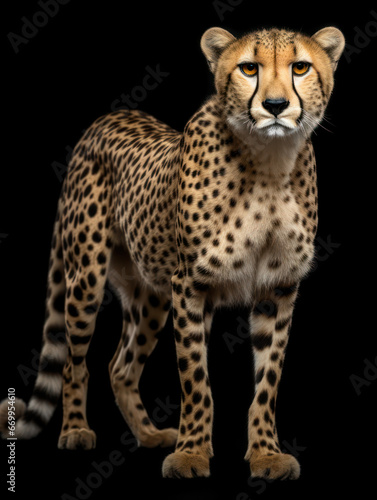 Cheetah Studio Shot Isolated on Clear Black Background  Generative AI