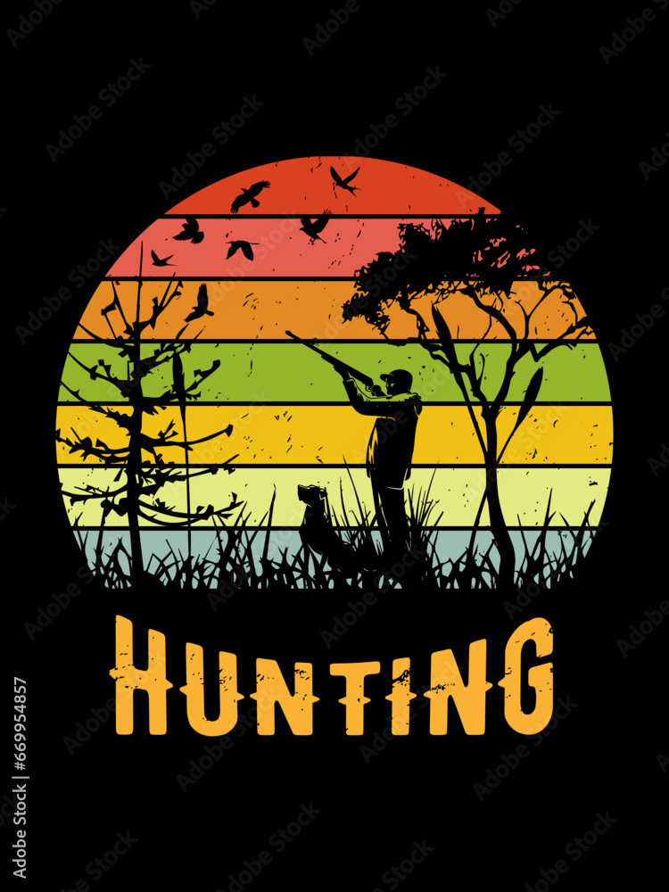 Hunting outdoor adventure t-shirt design vector