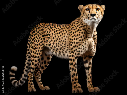 Cheetah Studio Shot Isolated on Clear Black Background  Generative AI
