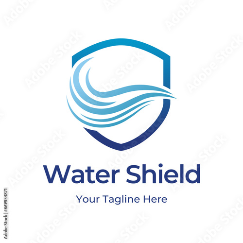 Water Shield logo design template isolated on white background