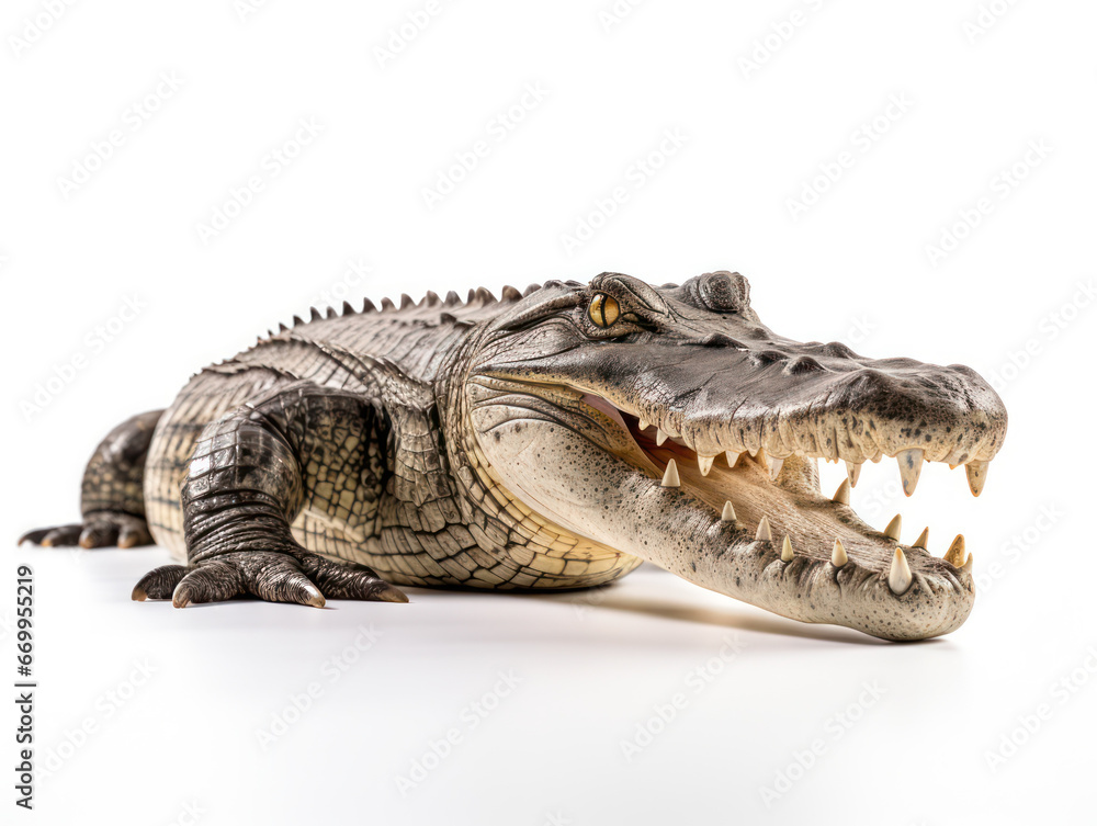 Crocodile Studio Shot Isolated on Clear Black Background, Generative AI Crocodile Studio Shot Isolated on Clear Black Background, Generative AI