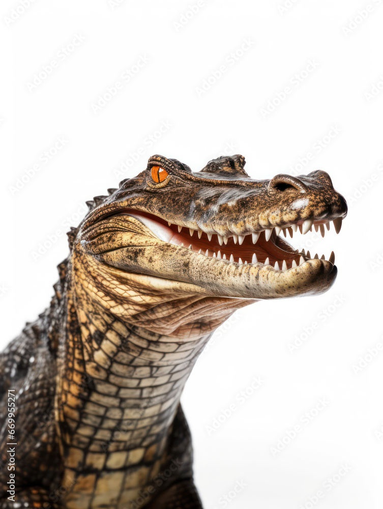 Fototapeta premium Crocodile Studio Shot Isolated on Clear Black Background, Generative AI