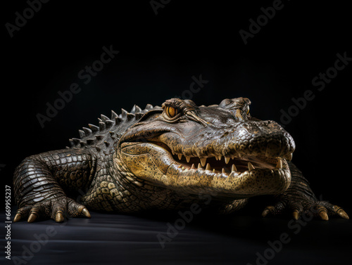 Crocodile Studio Shot Isolated on Clear Black Background  Generative AI