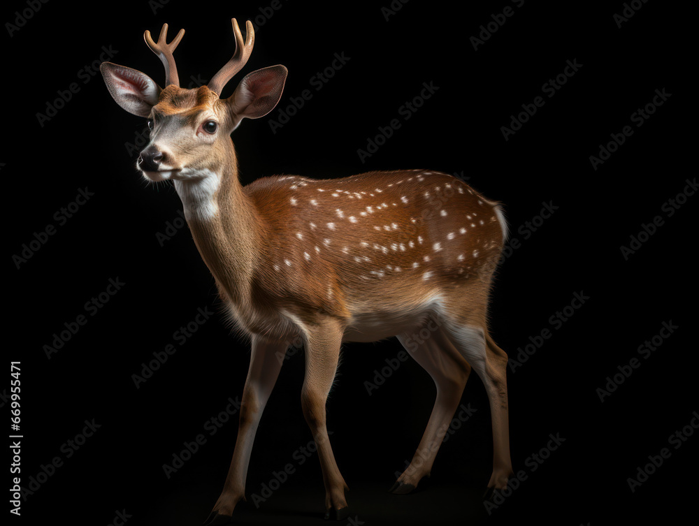 Deer Studio Shot Isolated on Clear Black Background, Generative AI Deer Studio Shot Isolated on Clear Black Background, Generative AI