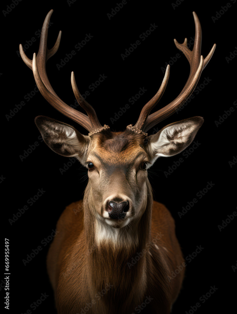 Deer Studio Shot Isolated on Clear Black Background, Generative AI Deer Studio Shot Isolated on Clear Black Background, Generative AI