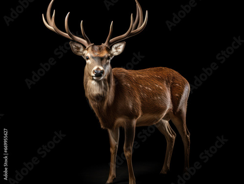 Deer Studio Shot Isolated on Clear Black Background, Generative AI © Vig