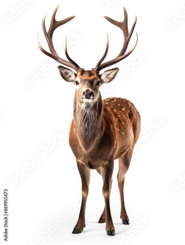 Deer Studio Shot Isolated on Clear White Background, Generative AI © Vig