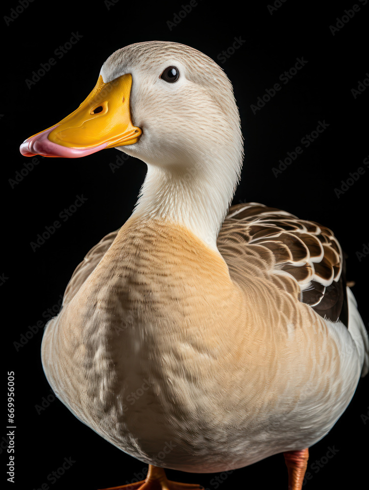 Duck Studio Shot Isolated on Clear Black Background, Generative AI Duck Studio Shot Isolated on Clear Black Background, Generative AI