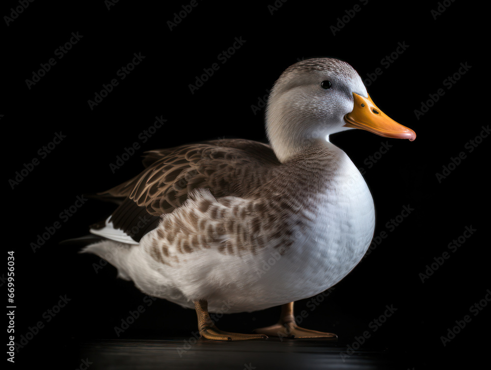 Duck Studio Shot Isolated on Clear Black Background, Generative AI