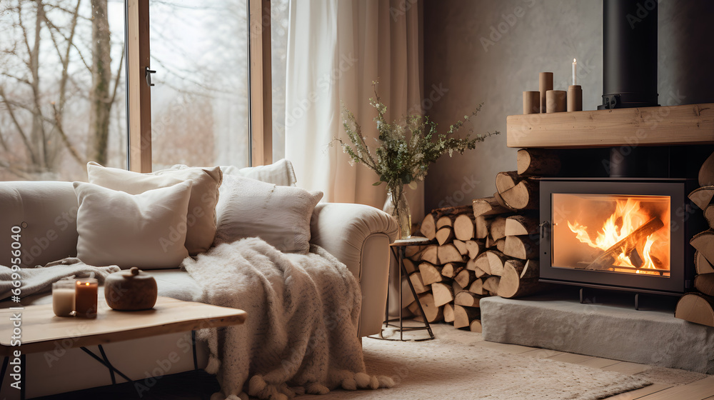 
Step into a Scandinavian-style living room, where clean lines, minimalist decor, and a calming color palette create a serene and inviting space, embodying the essence of Scandinavian design.