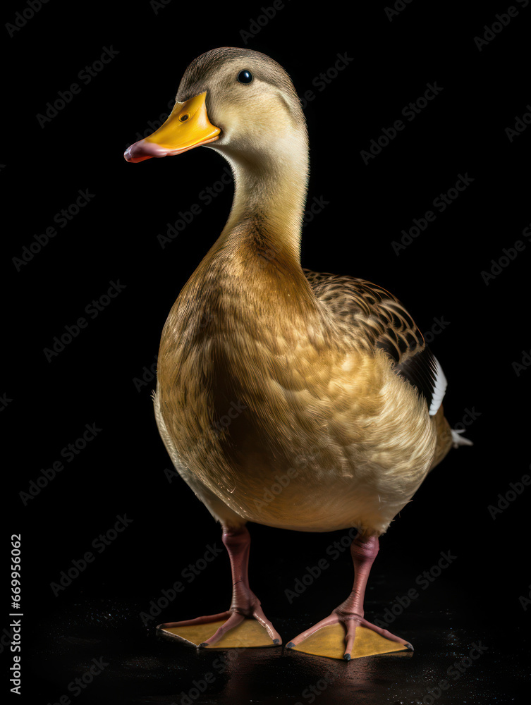 Duck Studio Shot Isolated on Clear Black Background, Generative AI Duck Studio Shot Isolated on Clear Black Background, Generative AI