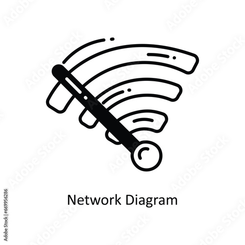 Network Diagram doodle Icon Design illustration. Networking Symbol on White background EPS 10 File