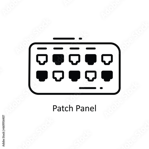 Patch Panel doodle Icon Design illustration. Networking Symbol on White background EPS 10 File