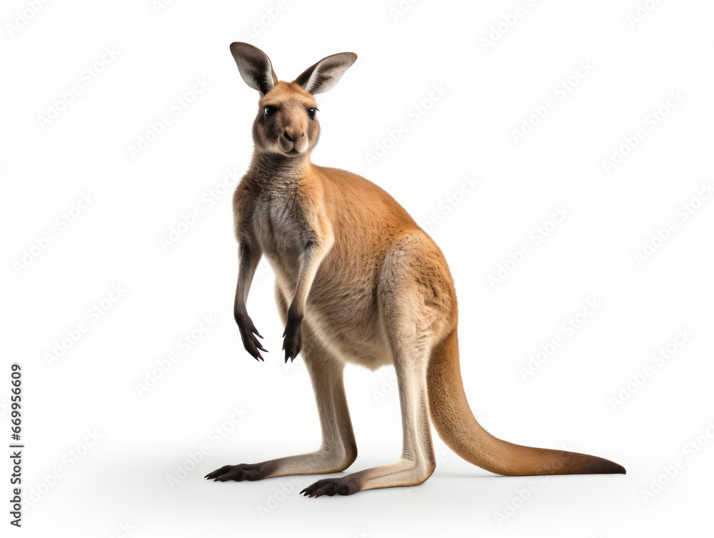 Fototapeta premium Kangaroo Studio Shot Isolated on Clear White Background, Generative AI