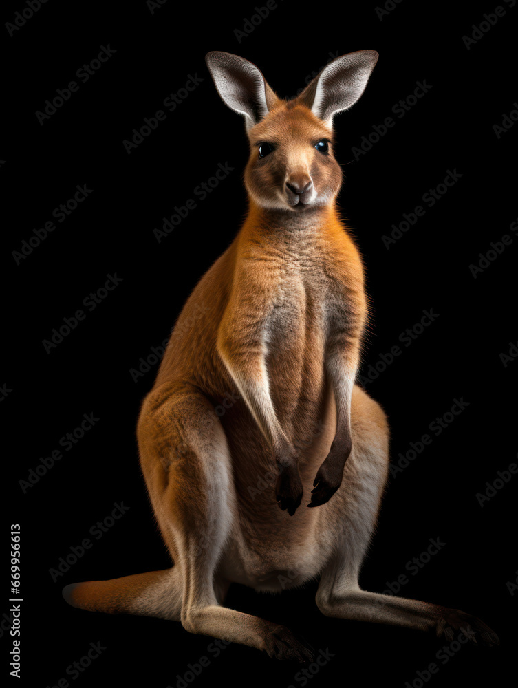 Kangaroo Studio Shot Isolated on Clear Black Background, Generative AI Kangaroo Studio Shot Isolated on Clear Black Background, Generative AI