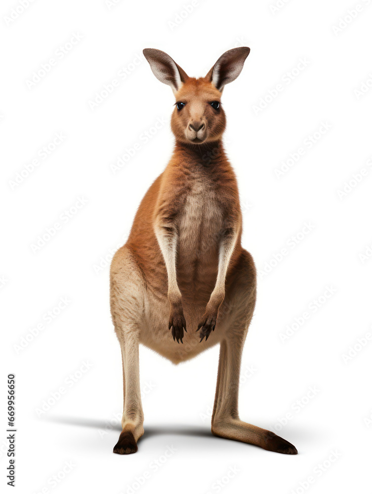 Fototapeta premium Kangaroo Studio Shot Isolated on Clear White Background, Generative AI