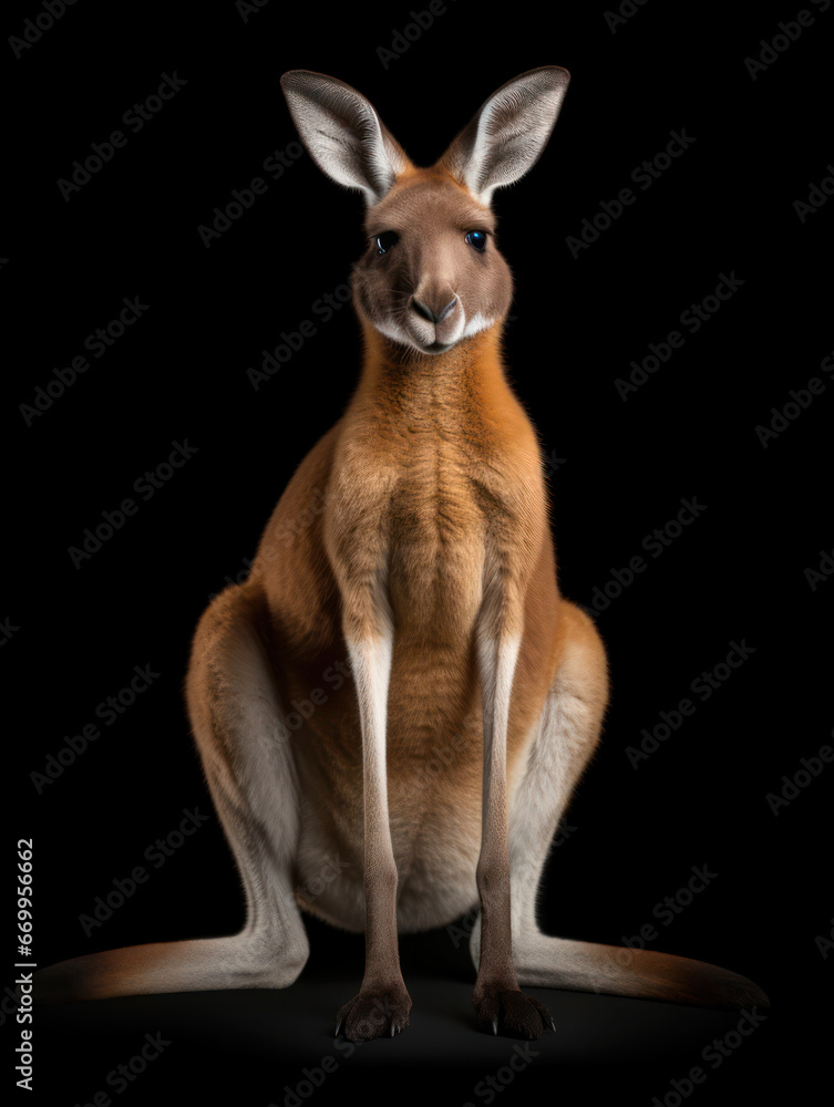 Kangaroo Studio Shot Isolated on Clear Black Background, Generative AI Kangaroo Studio Shot Isolated on Clear Black Background, Generative AI