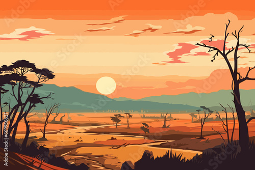 Zambia flat art landscape illustration