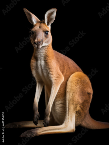 Kangaroo Studio Shot Isolated on Clear Black Background  Generative AI