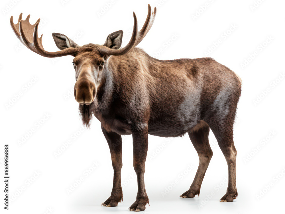 Fototapeta premium Moose Studio Shot Isolated on Clear White Background, Generative AI