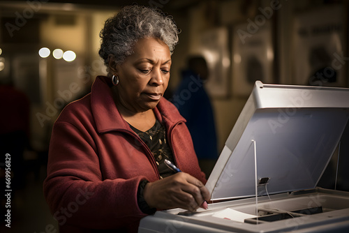 old woman drops his vote into the box ai generated art