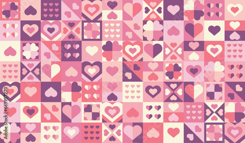 Pink pattern with hearts for Valentine's Day, decorative wrapping paper