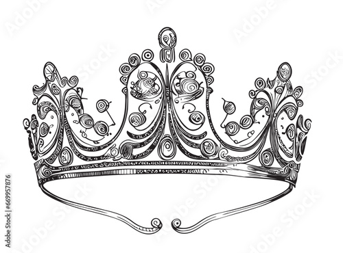 Tiara royal hand drawn sketch in doodle style illustration