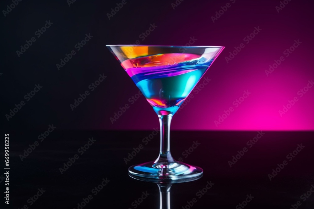 Colorful martini drink with a minimal party vibe. Generative AI