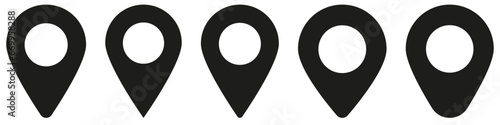Location pin icon. Map pin place marker. Location icon. Map marker pointer icon set. GPS location symbol collection.