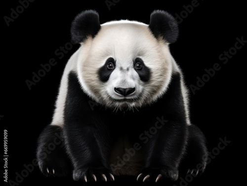 Panda Studio Shot Isolated on Clear Black Background  Generative AI