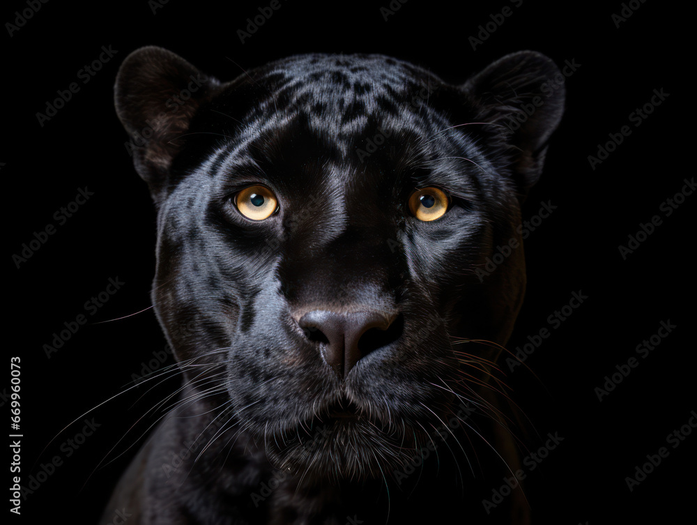Panther Studio Shot Isolated on Clear Black Background, Generative AI