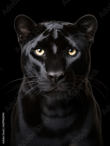 Panther Studio Shot Isolated on Clear Black Background, Generative AI