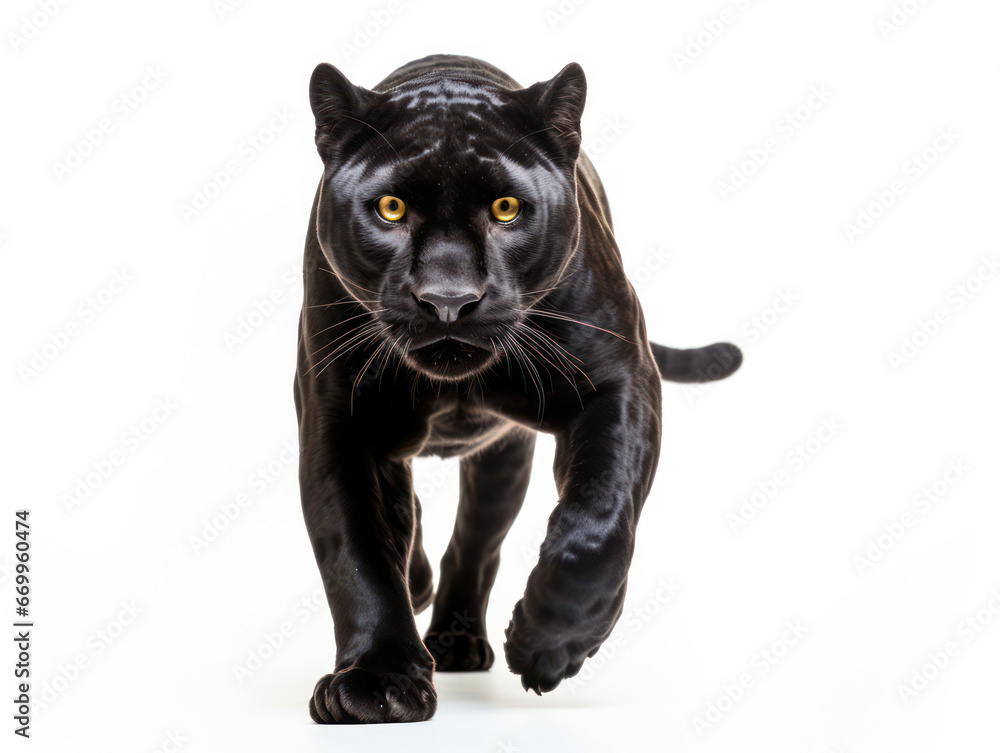 Panther Studio Shot Isolated on Clear White Background, Generative AI Panther Studio Shot Isolated on Clear White Background, Generative AI